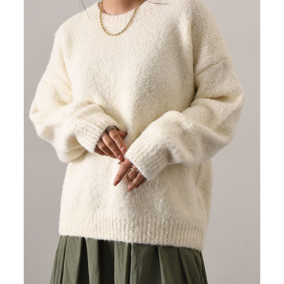 リアルスタイル REAL STYLE ニット 冬 長袖 厚手 セーター クルーネック 暖かい あったか 防寒 冷え対策 チクチクしない 洗える