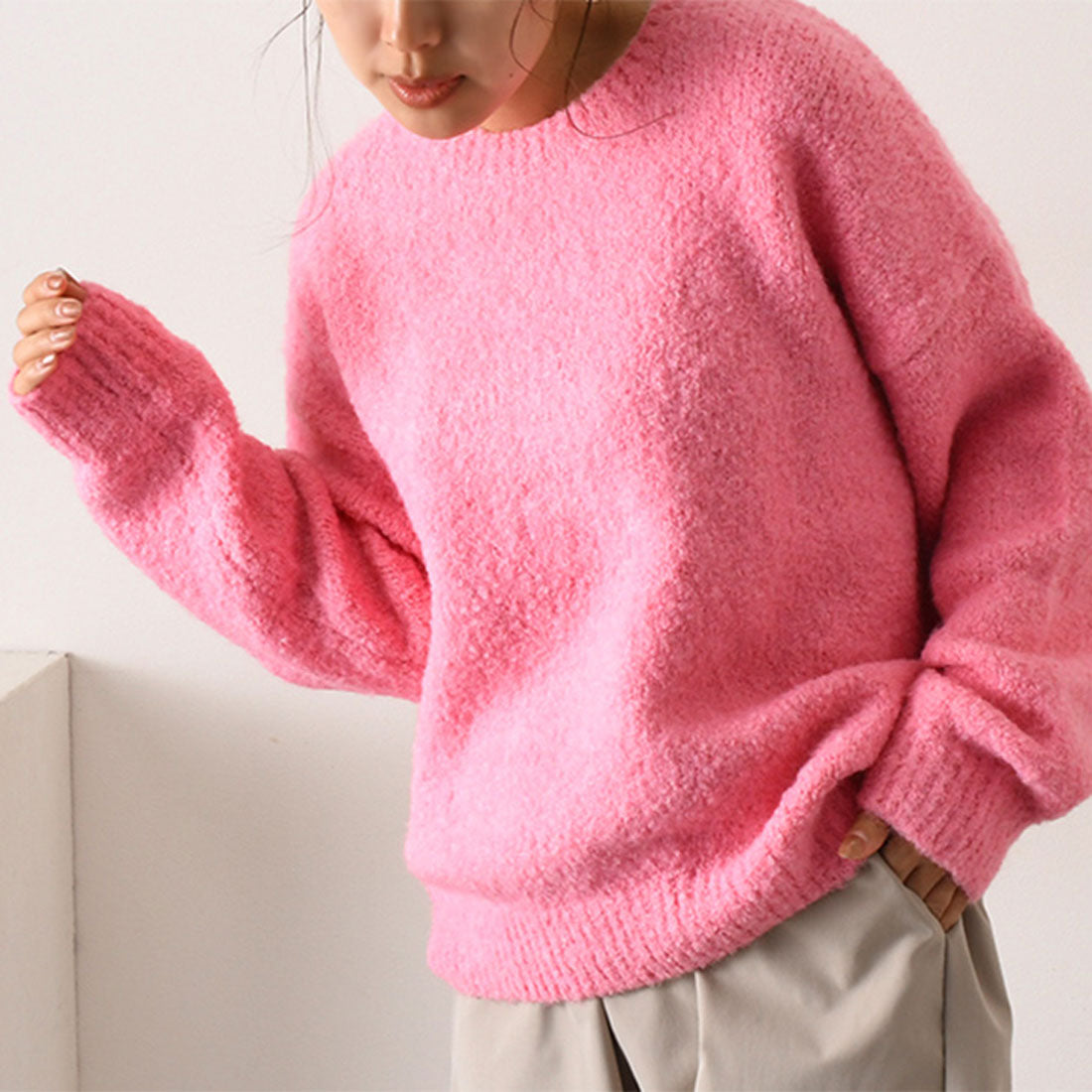 リアルスタイル REAL STYLE ニット 冬 長袖 厚手 セーター クルーネック 暖かい あったか 防寒 冷え対策 チクチクしない 洗える