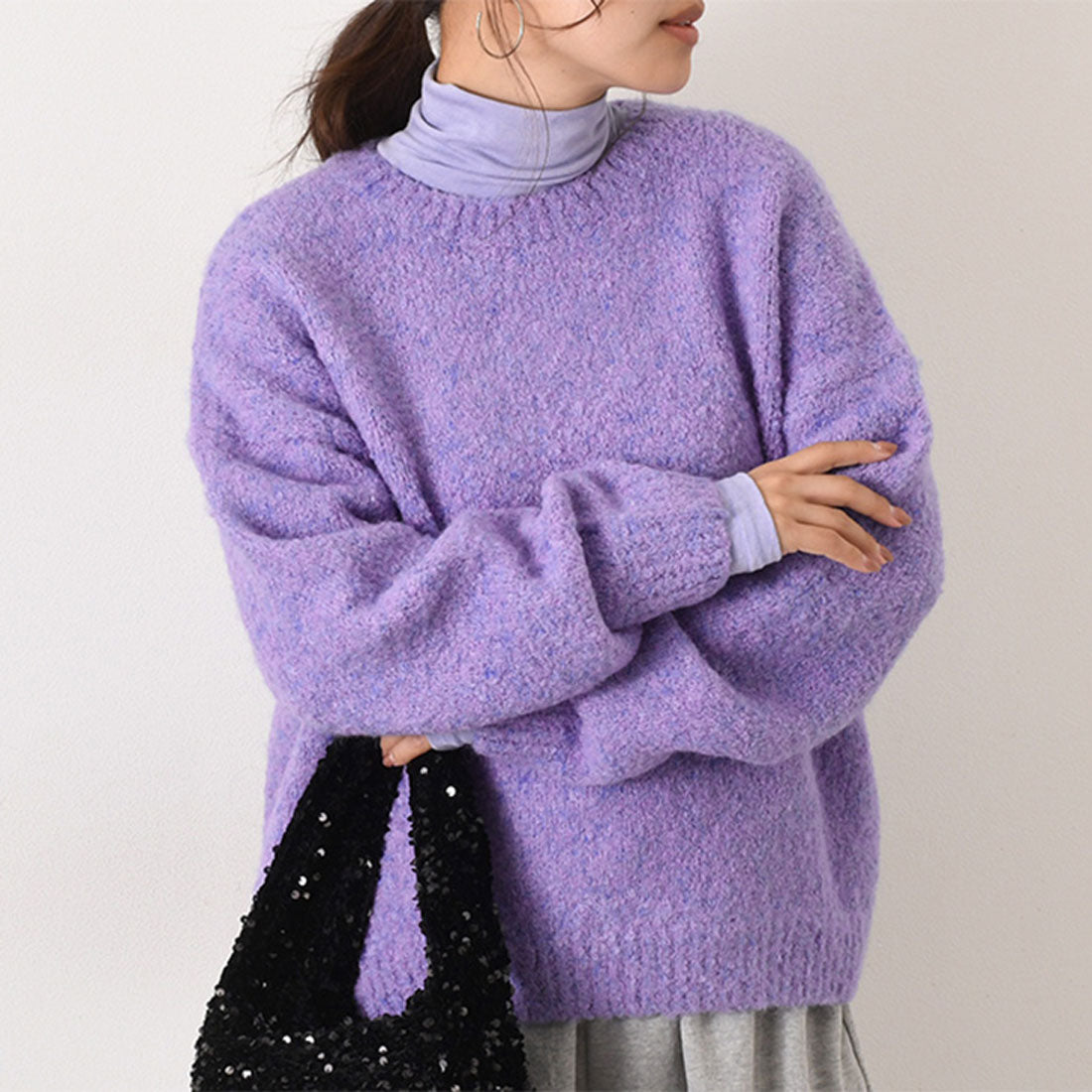 リアルスタイル REAL STYLE ニット 冬 長袖 厚手 セーター クルーネック 暖かい あったか 防寒 冷え対策 チクチクしない 洗える