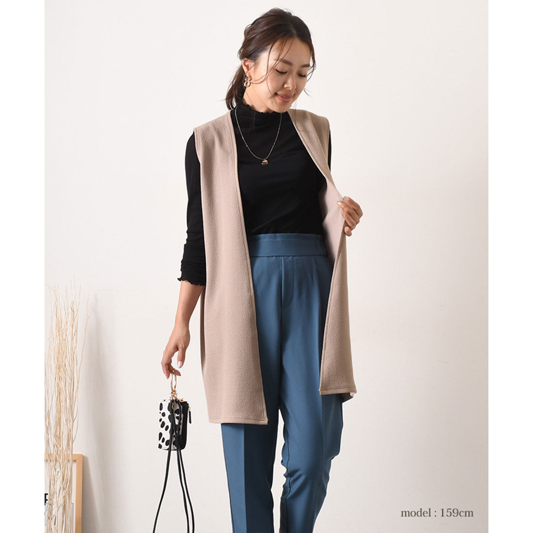 リアルスタイル REAL STYLE ジレ レディース ロング 薄手 ミディアム カーディガン  エンボス 速乾 軽い ベスト 羽織り 50代 トップス