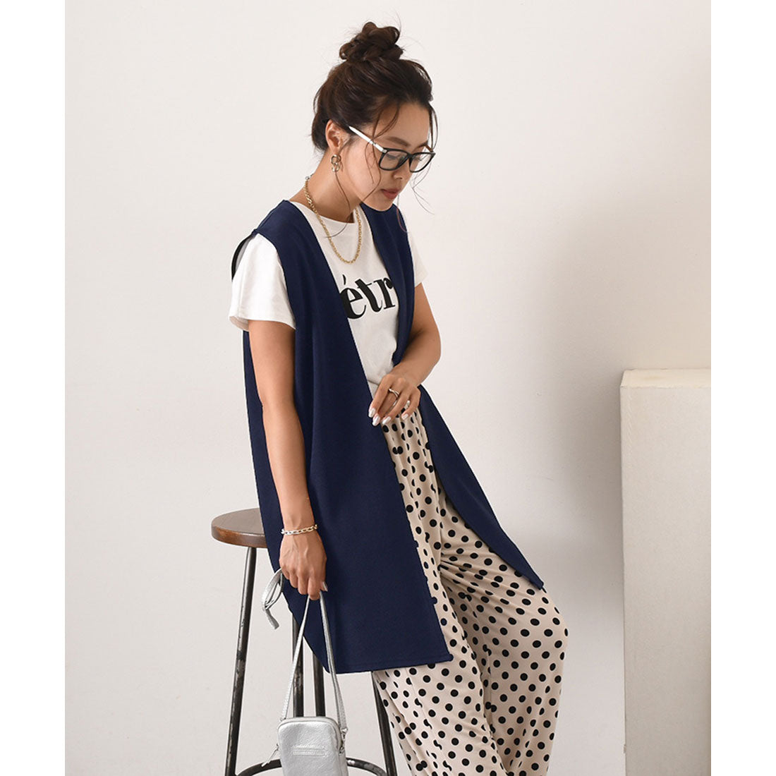 リアルスタイル REAL STYLE ジレ レディース ロング 薄手 ミディアム カーディガン  エンボス 速乾 軽い ベスト 羽織り 50代 トップス