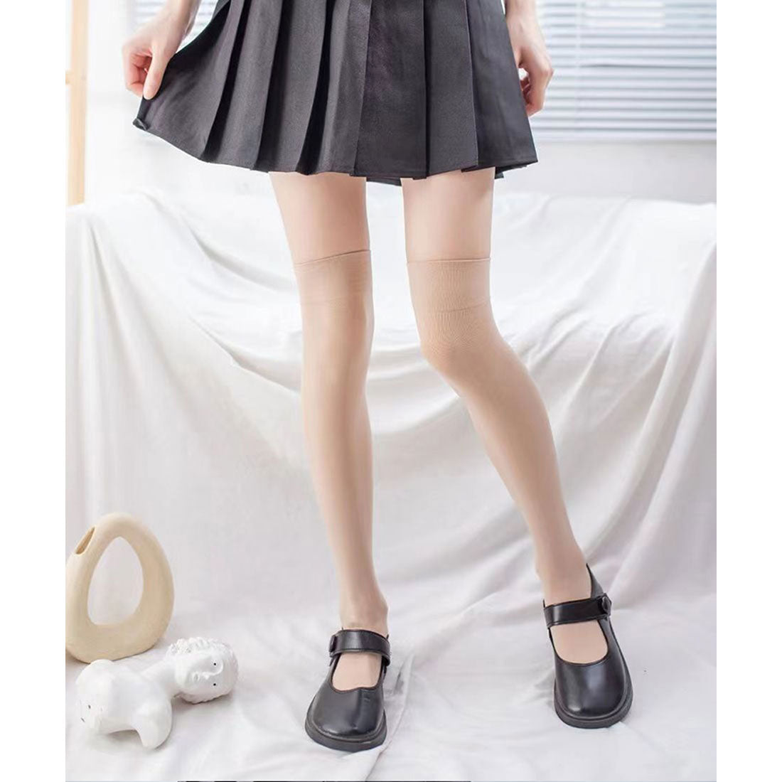 真實的真實風格的膝蓋高襪子白色黑色襪子白色灰色白色灰色灰色長舞coplay統一西里