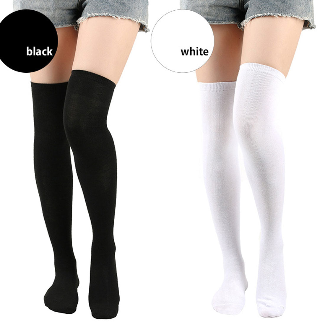 REAL STYLE Knee-high socks, white, golf, black, socks, women, women, fashionable, summer, black, white, plain, above the knee, long, cosplay, school, uniform, dance
