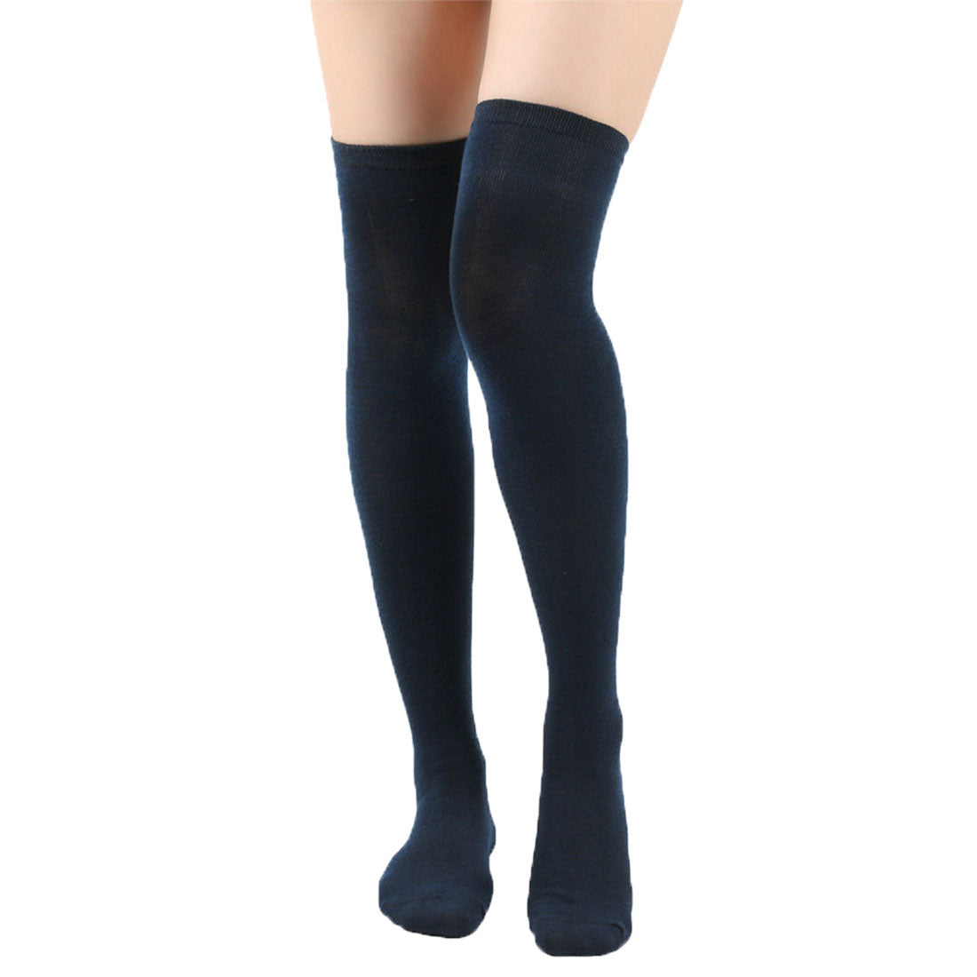 リアルスタイル REAL STYLE ニーハイソックス 白 ゴルフ 黒 靴下 レディース 女 おしゃれ 夏 ブラック ホワイト 無地 膝上 ロング コスプレ 学校 制服 ダンス,ネイビー