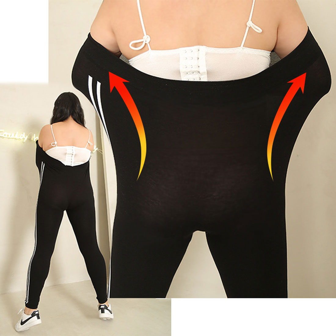 REAL STYLE Leggings for Women, Pants, Fleece Lining, Winter, Summer, Large Size, 10/10 Length, Pajamas, Sports, Yoga, Cold Protection, Warm, Golf, Tights, Side Lines