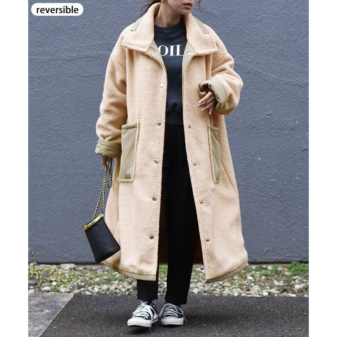 リアルスタイル REAL STYLE コート レディース 冬 ロング ボア 20代 30代 40代 ミリタリー リバーシブル 暖か アウター ゆったり 防寒 おしゃれ テディボア 韓国ファッション チンチャコリア