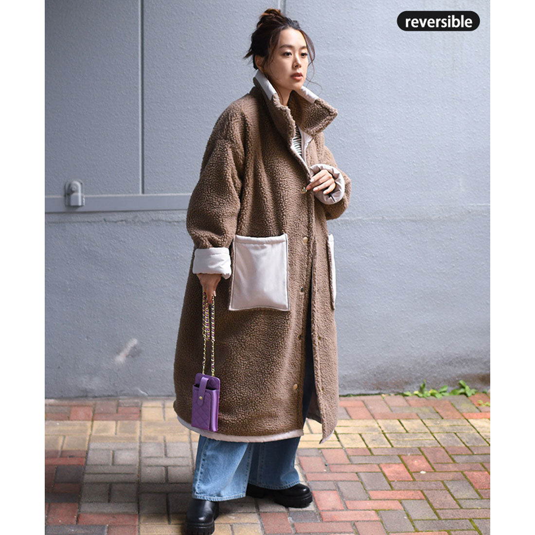 リアルスタイル REAL STYLE コート レディース 冬 ロング ボア 20代 30代 40代 ミリタリー リバーシブル 暖か アウター ゆったり 防寒 おしゃれ テディボア 韓国ファッション チンチャコリア