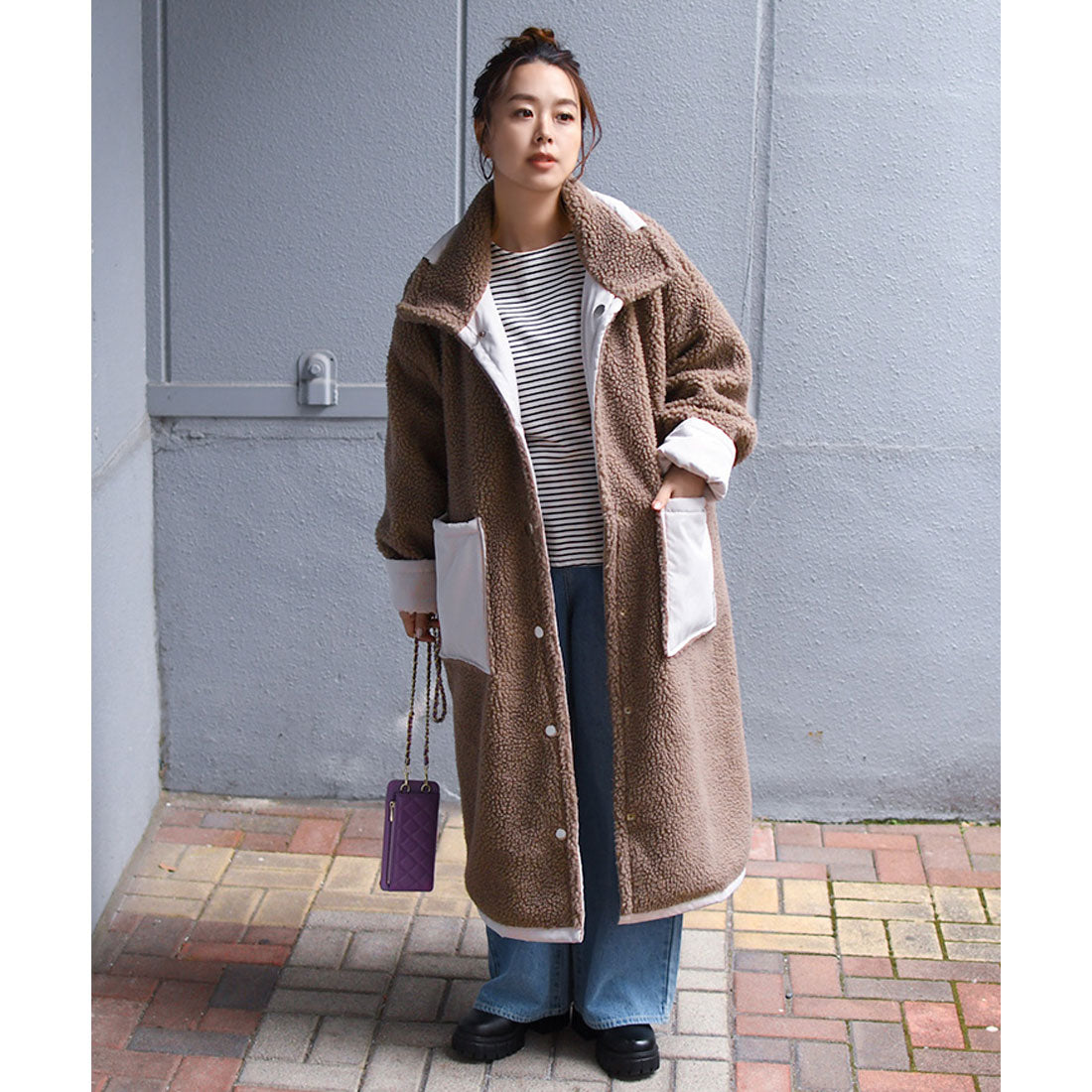 リアルスタイル REAL STYLE コート レディース 冬 ロング ボア 20代 30代 40代 ミリタリー リバーシブル 暖か アウター ゆったり 防寒 おしゃれ テディボア 韓国ファッション チンチャコリア