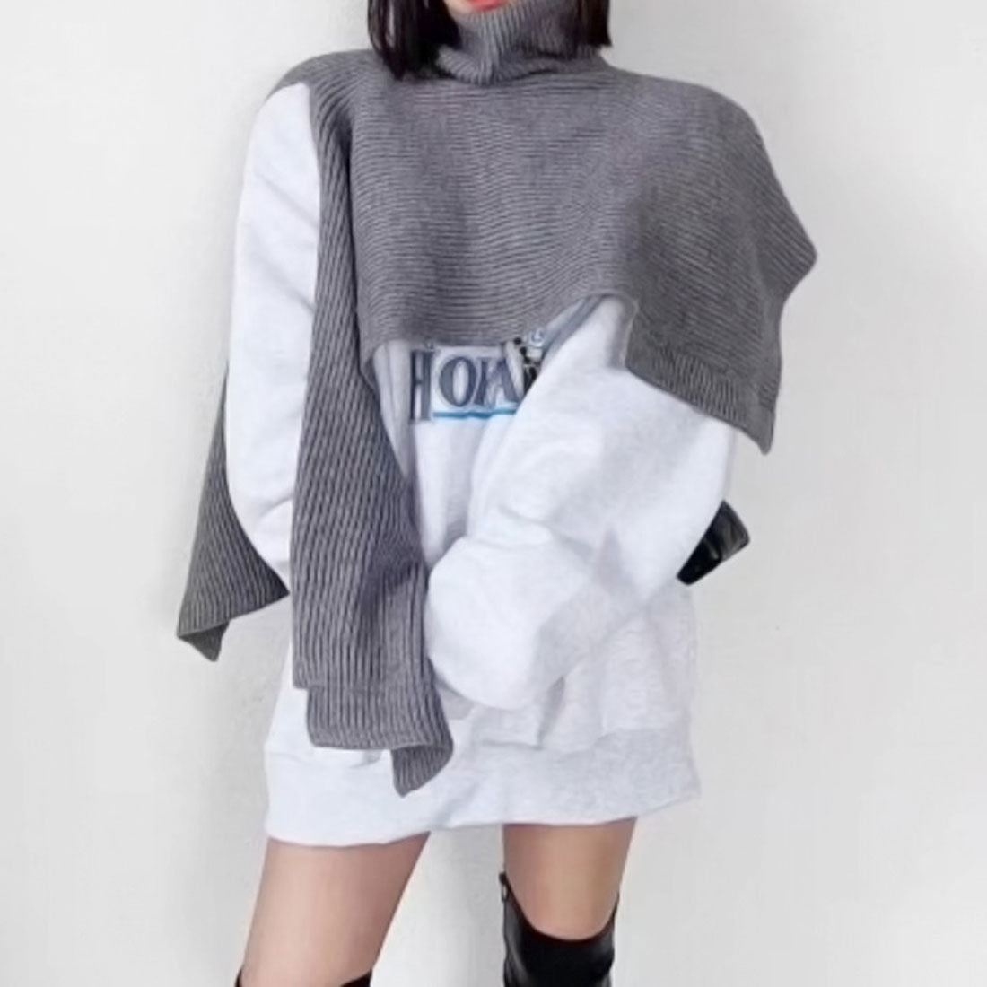 真實的真實風格的真實風格的Rive Knit Turtle High Knding Poncho分層溫暖上衣消聲器時尚的可愛表演