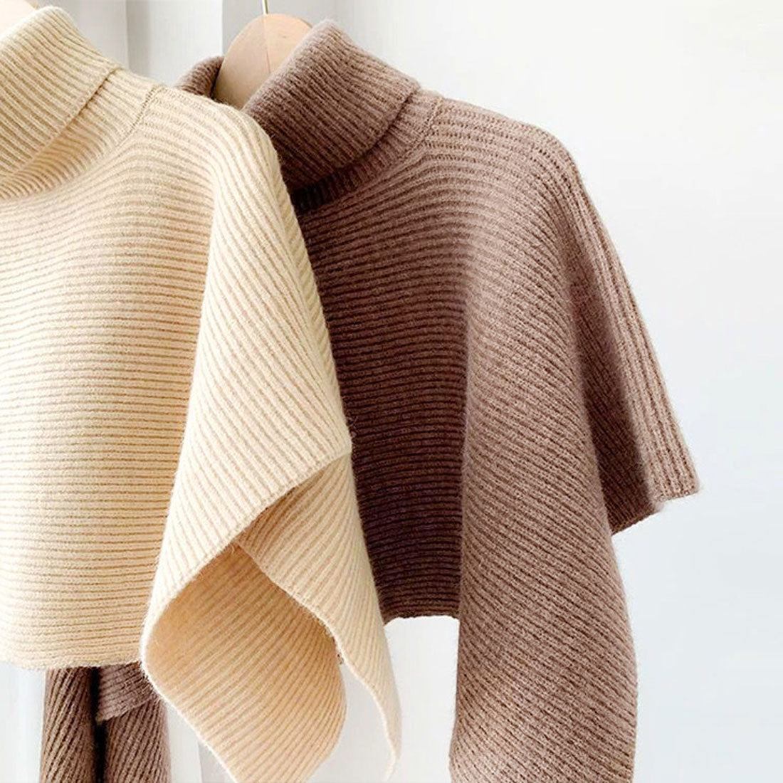 真實的真實風格的真實風格的Rive Knit Turtle High Knding Poncho分層溫暖上衣消聲器時尚的可愛表演