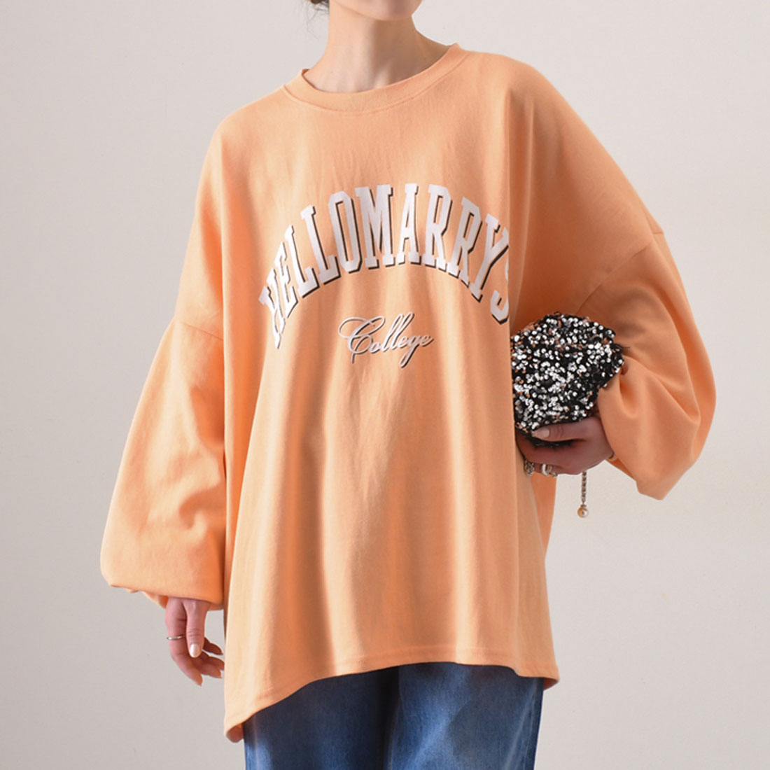 リアルスタイル REAL STYLE スウェット レディース 上 春 秋 長袖 薄手 スエット トップス ゆったり 大きいサイズ カットソー 韓国 カジュアル ロゴプリント 韓国ファッション チンチャコリア