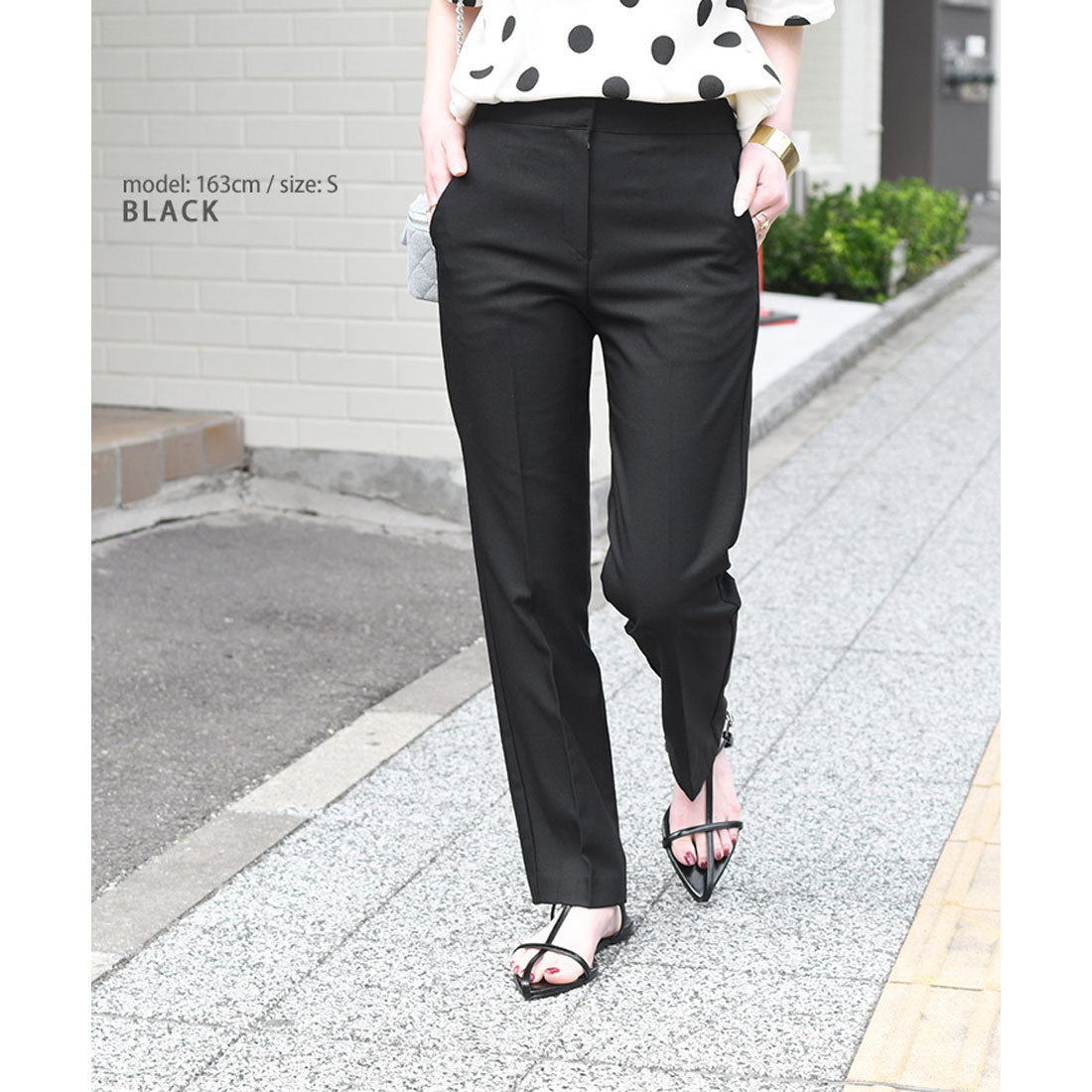 リアルスタイル REAL STYLE スラックス レディース パンツ テーパード ズボン ボトムス きれいめ 上品 オフィス 通勤 仕事 低身長 高身長 無地 薄手 春 夏 韓国ファッション チンチャコリア