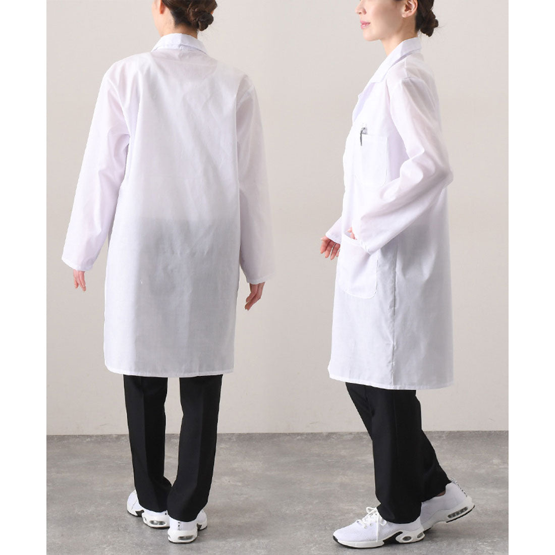 Real Style Lab Coat for Men and Women, Plus Size, Long Sleeve, Stylish, Single, Male, Female, Doctor Coat, Examination Coat, Laboratory Coat, Medical, Student, Physician, Nurse