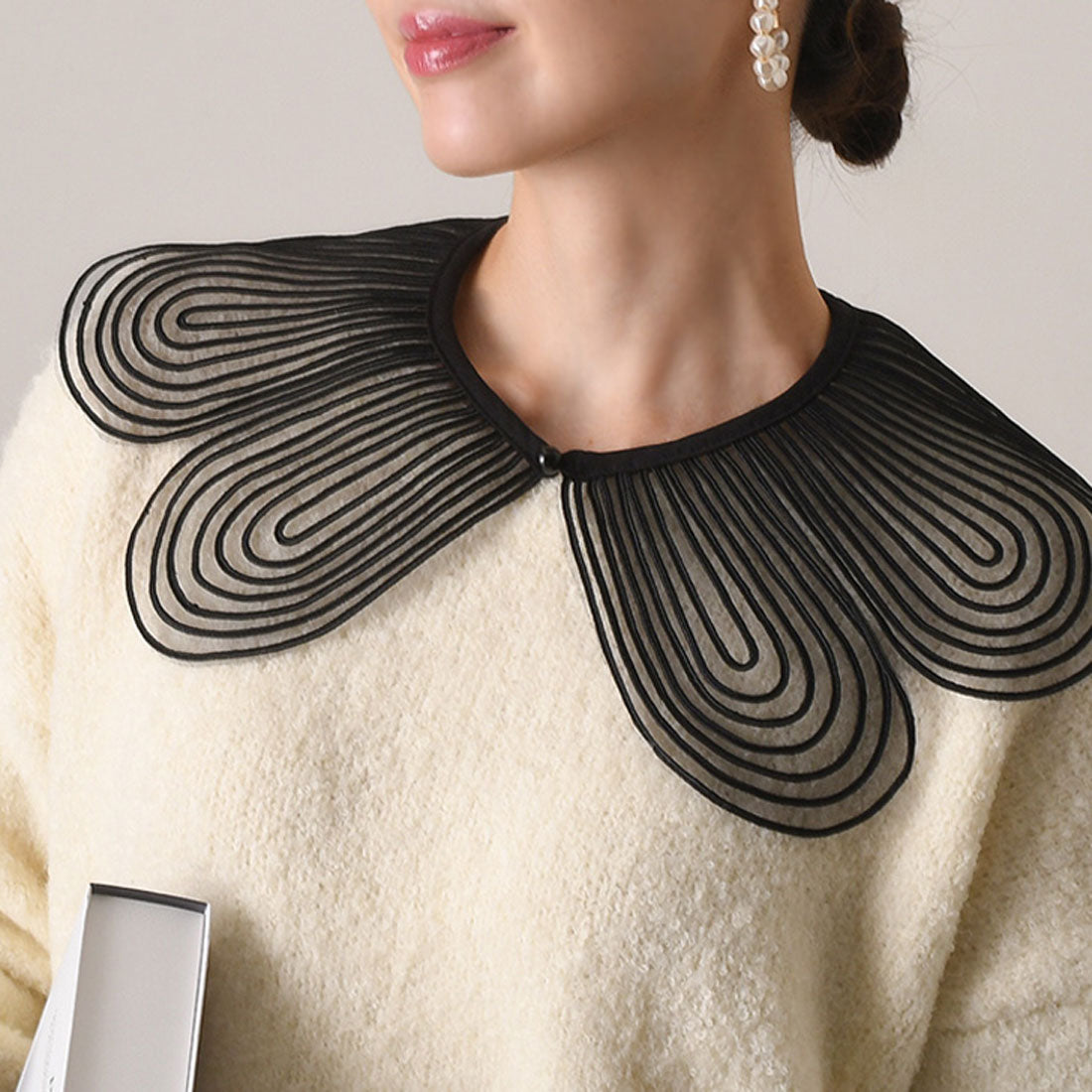 Real Style Detachable Collar, Collar Only, Blouse, Shirt, Women's, Sheer, Lace, Flower, Plain Detachable Collar, Natural, Layered Look, Spring/Summer, Autumn/Winter, Cute Detachable Collar, Elegant, Retro, Stylish