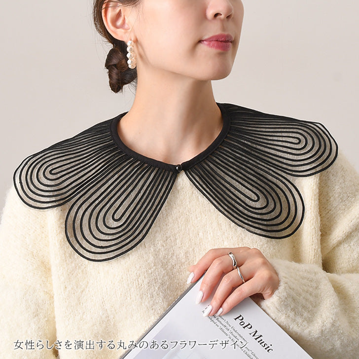 Real Style Detachable Collar, Collar Only, Blouse, Shirt, Women's, Sheer, Lace, Flower, Plain Detachable Collar, Natural, Layered Look, Spring/Summer, Autumn/Winter, Cute Detachable Collar, Elegant, Retro, Stylish