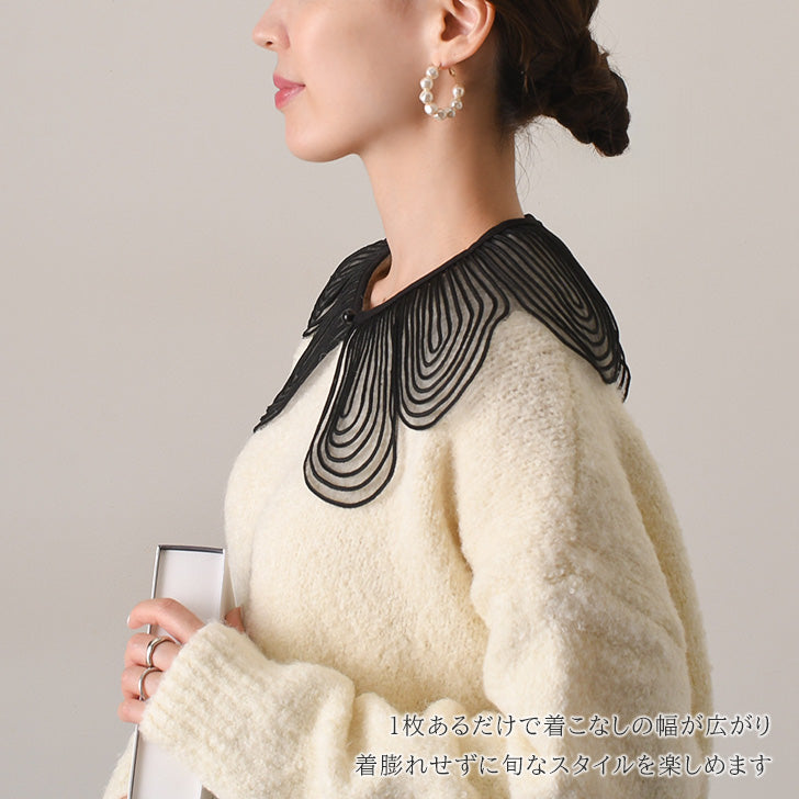 Real Style Detachable Collar, Collar Only, Blouse, Shirt, Women's, Sheer, Lace, Flower, Plain Detachable Collar, Natural, Layered Look, Spring/Summer, Autumn/Winter, Cute Detachable Collar, Elegant, Retro, Stylish