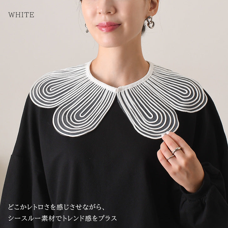 Real Style Detachable Collar, Collar Only, Blouse, Shirt, Women's, Sheer, Lace, Flower, Plain Detachable Collar, Natural, Layered Look, Spring/Summer, Autumn/Winter, Cute Detachable Collar, Elegant, Retro, Stylish