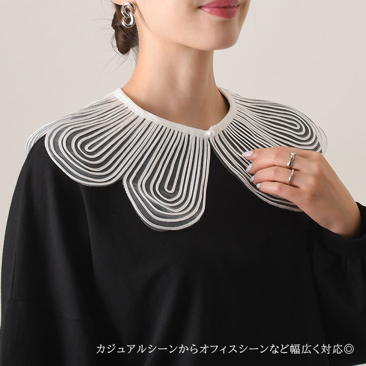 Real Style Detachable Collar, Collar Only, Blouse, Shirt, Women's, Sheer, Lace, Flower, Plain Detachable Collar, Natural, Layered Look, Spring/Summer, Autumn/Winter, Cute Detachable Collar, Elegant, Retro, Stylish