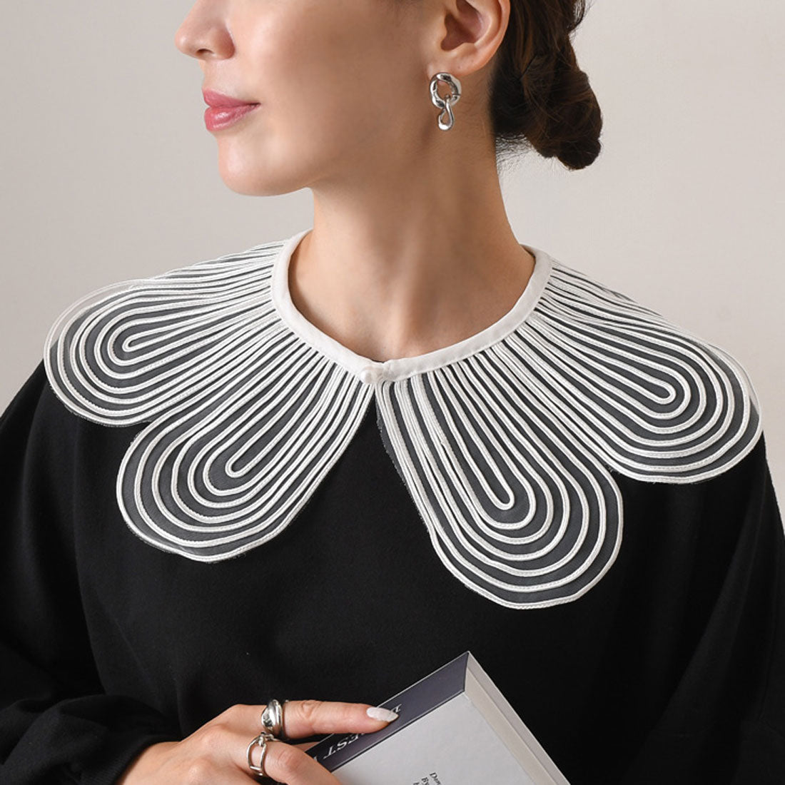 Real Style Detachable Collar, Collar Only, Blouse, Shirt, Women's, Sheer, Lace, Flower, Plain Detachable Collar, Natural, Layered Look, Spring/Summer, Autumn/Winter, Cute Detachable Collar, Elegant, Retro, Stylish