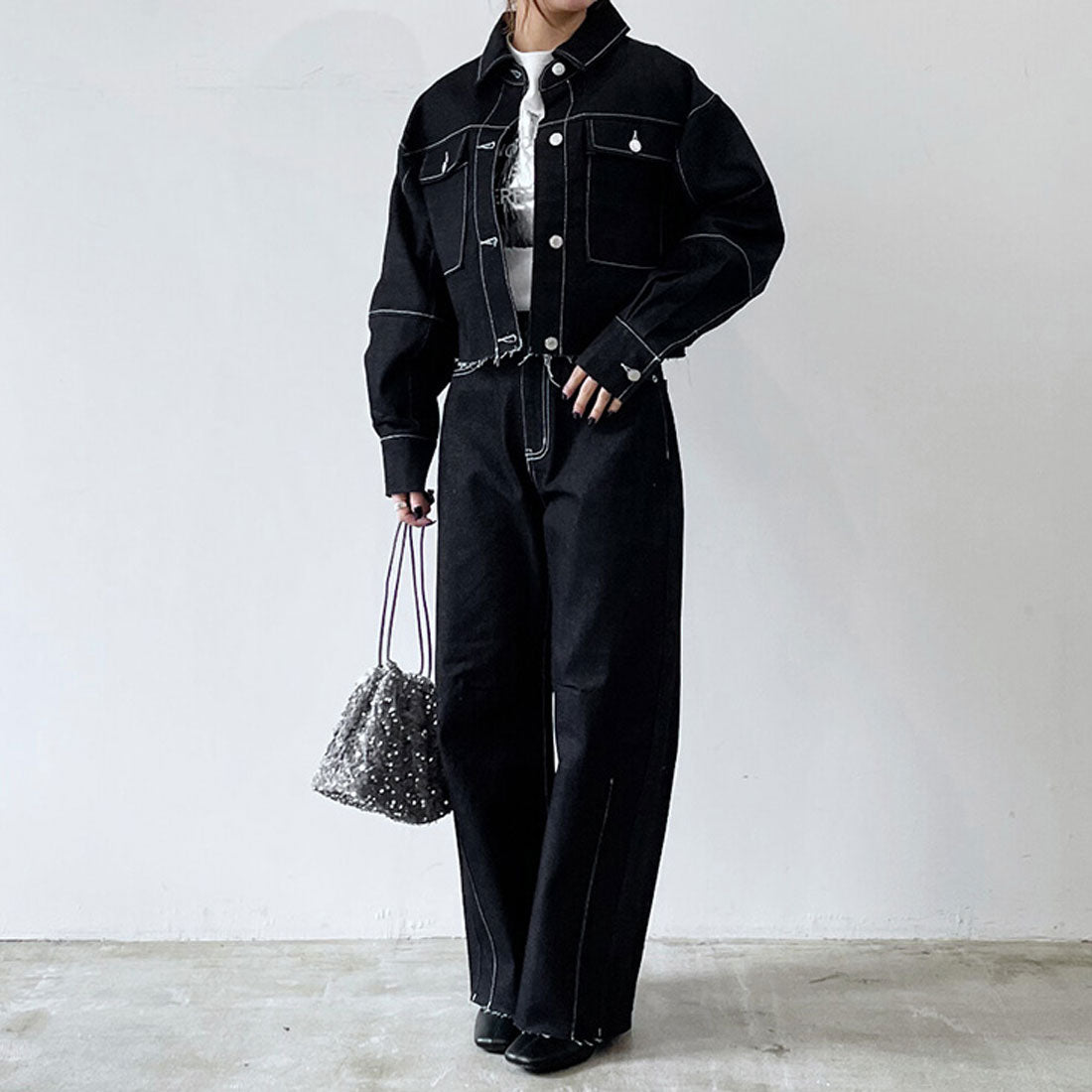 REAL STYLE 牛仔長褲，女式寬褲，下裝，牛仔褲，長褲，寬鬆，大尺碼，高腰，修身，成人
