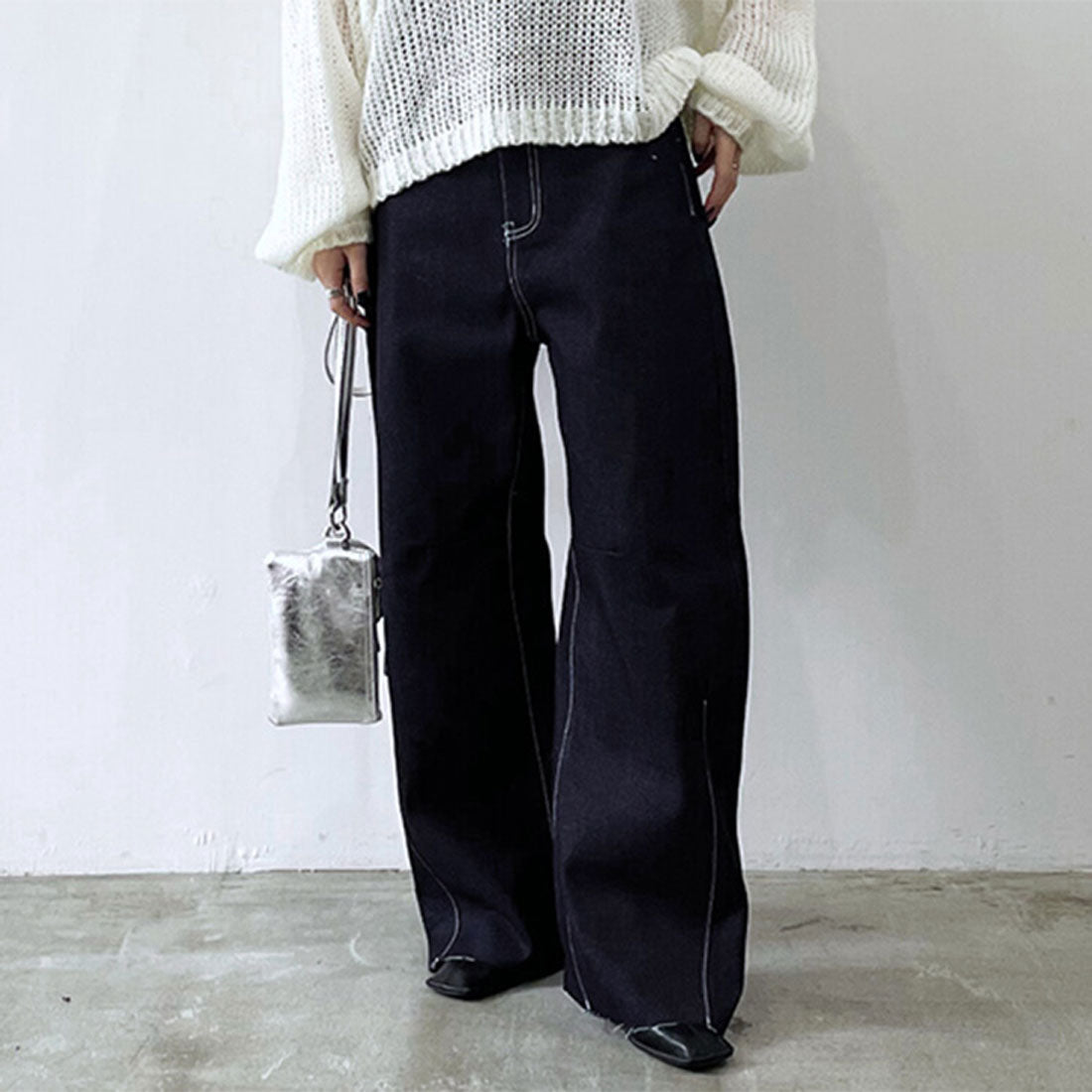 REAL STYLE 牛仔長褲，女式寬褲，下裝，牛仔褲，長褲，寬鬆，大尺碼，高腰，修身，成人