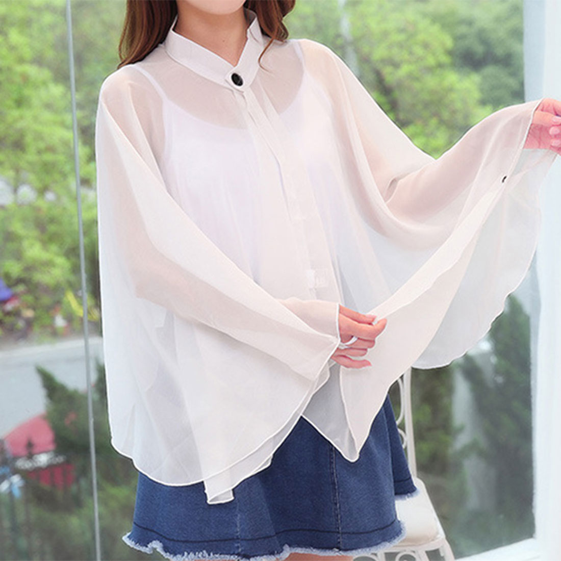 ポンチョ　ボレロ Real Style Poncho Bolero Cardigan Women's Lightweight Long Sleeve Summ