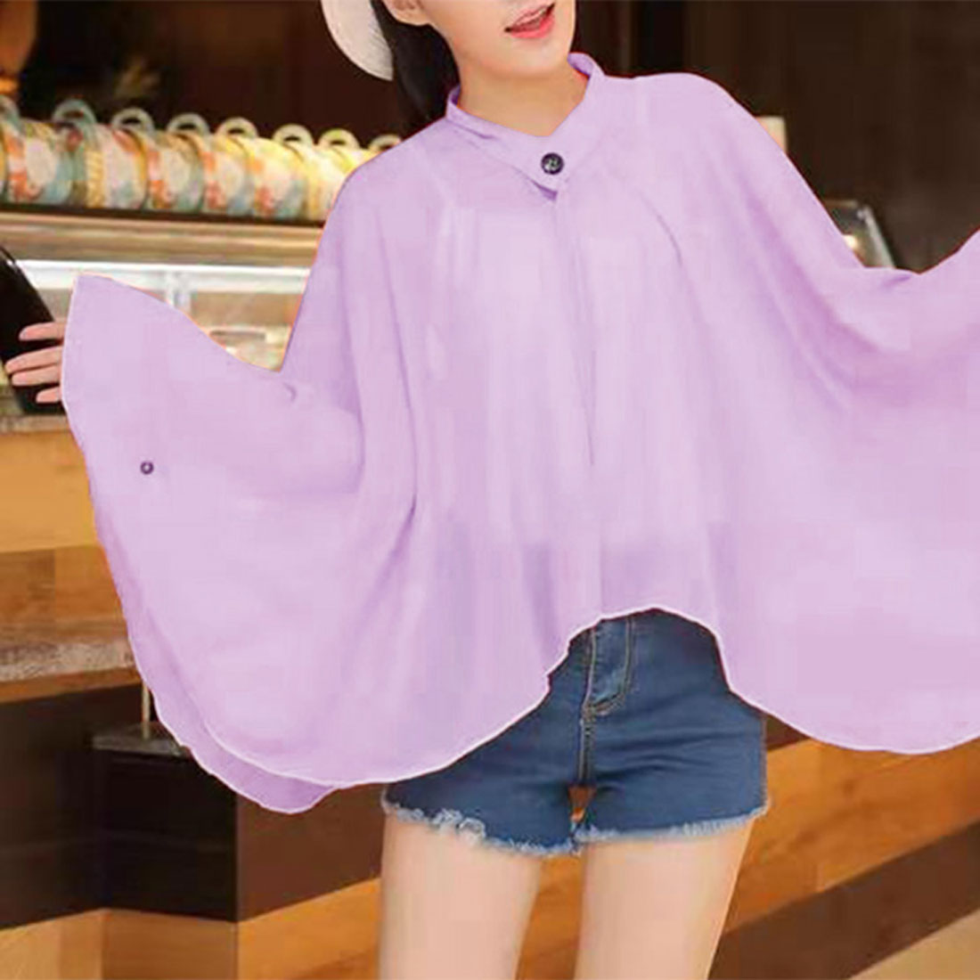 ポンチョ　ボレロ Real Style Poncho Bolero Cardigan Women's Lightweight Long Sleeve Summ