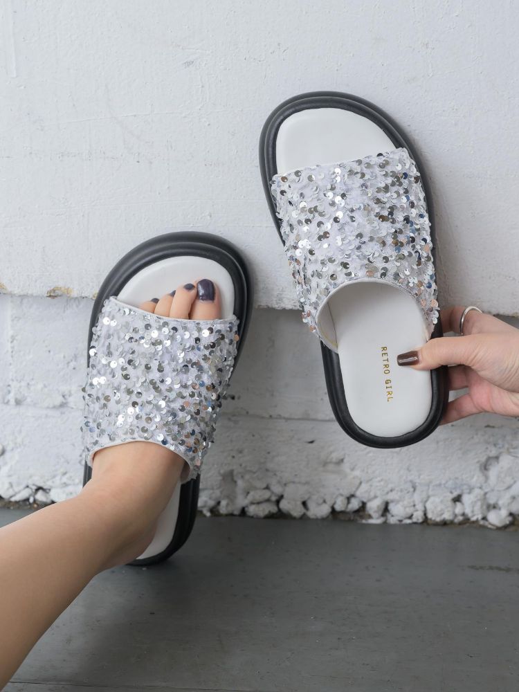 レトロガール RETRO GIRL スパンコールサンダル （WHT2） WHT2