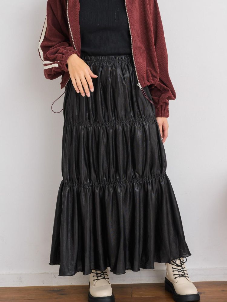 レトロガール RETRO GIRL メタリックティアードSK （BLK1） BLK1