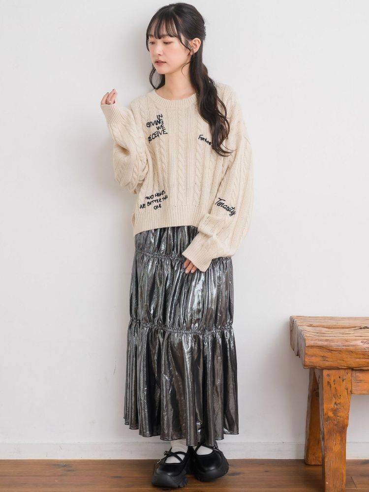 レトロガール RETRO GIRL メタリックティアードSK （BLK1） BLK1