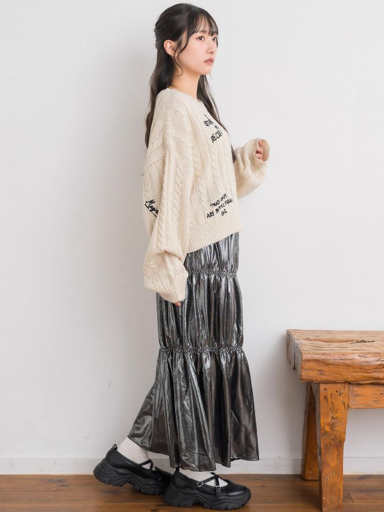 レトロガール RETRO GIRL メタリックティアードSK （BLK1） BLK1