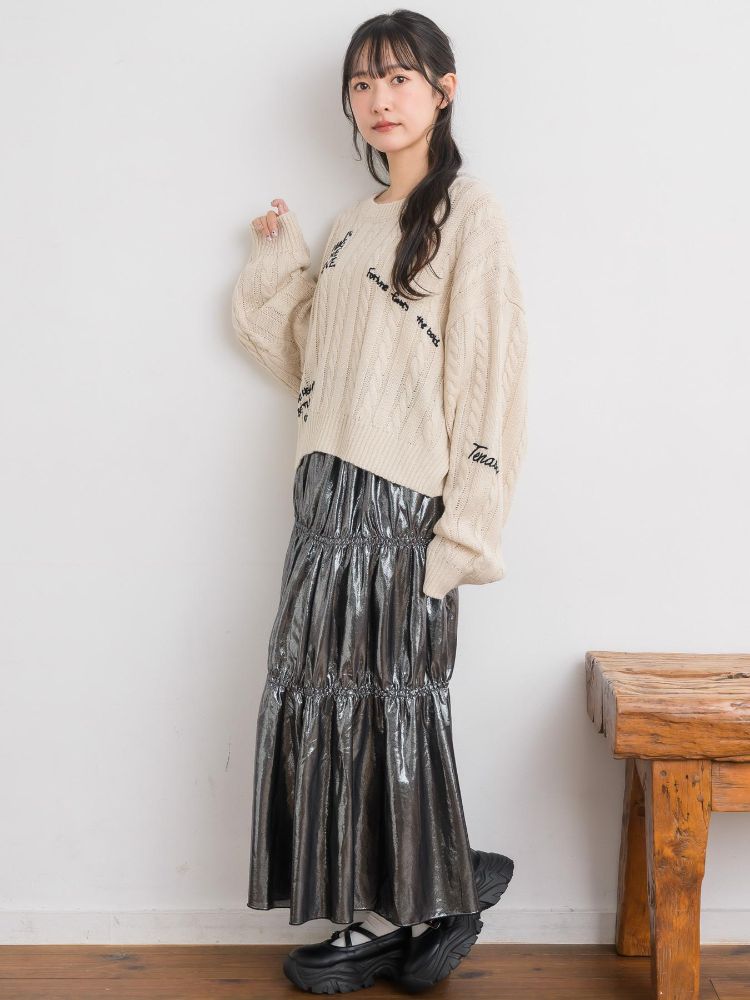レトロガール RETRO GIRL メタリックティアードSK （BLK1） BLK1