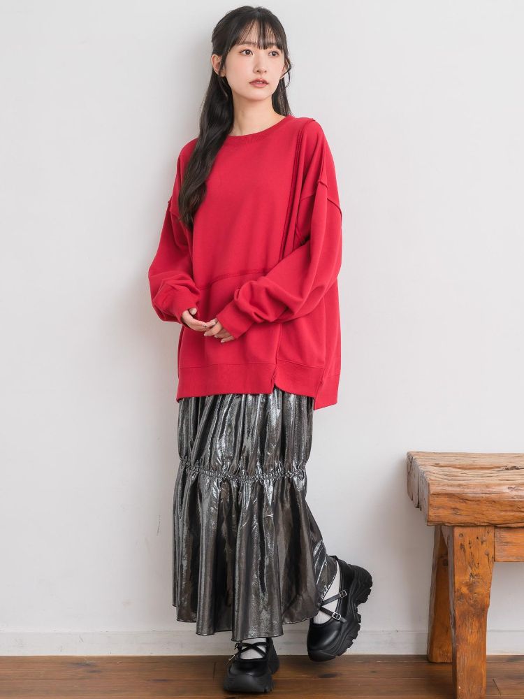 レトロガール RETRO GIRL メタリックティアードSK （BLK1） BLK1