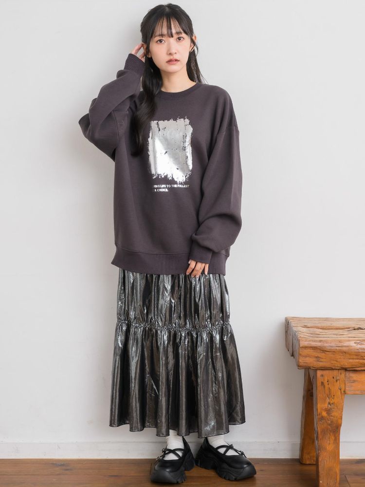 レトロガール RETRO GIRL メタリックティアードSK （BLK1） BLK1