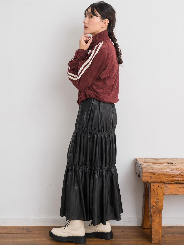 レトロガール RETRO GIRL メタリックティアードSK （BLK1） BLK1