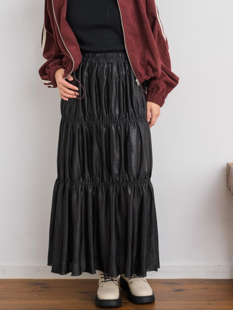 レトロガール RETRO GIRL メタリックティアードSK （BLK1） BLK1