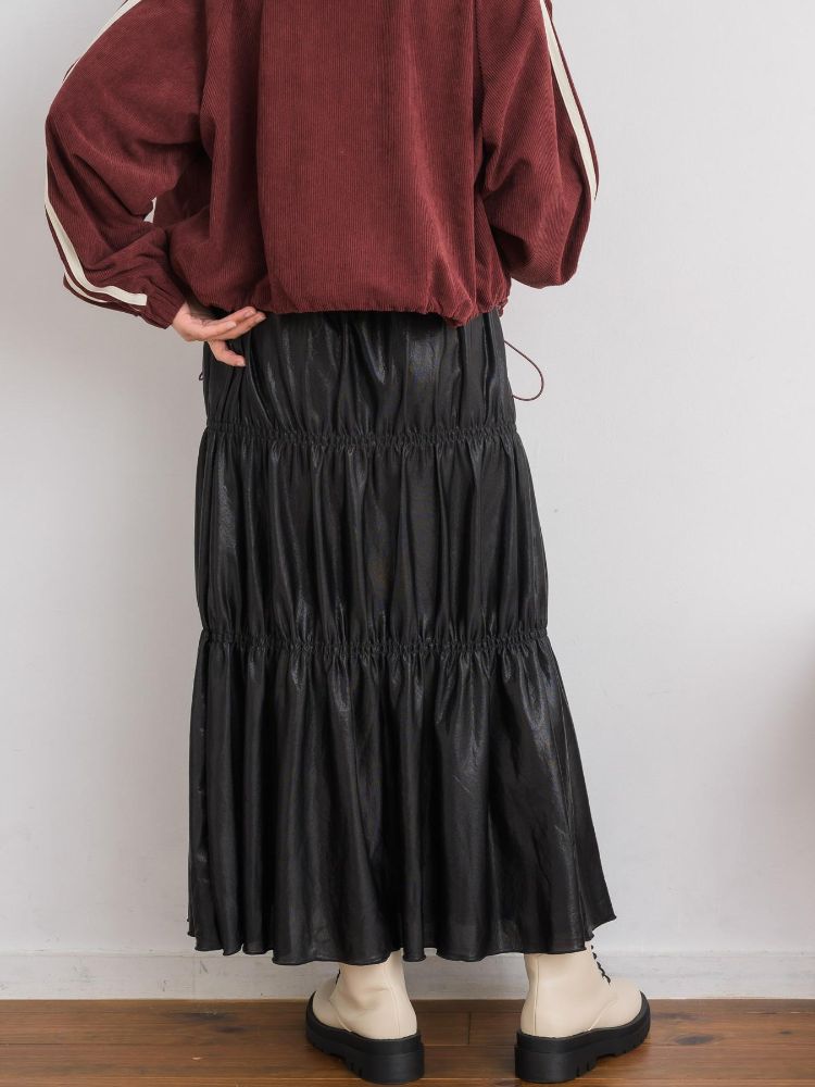 レトロガール RETRO GIRL メタリックティアードSK （BLK1） BLK1