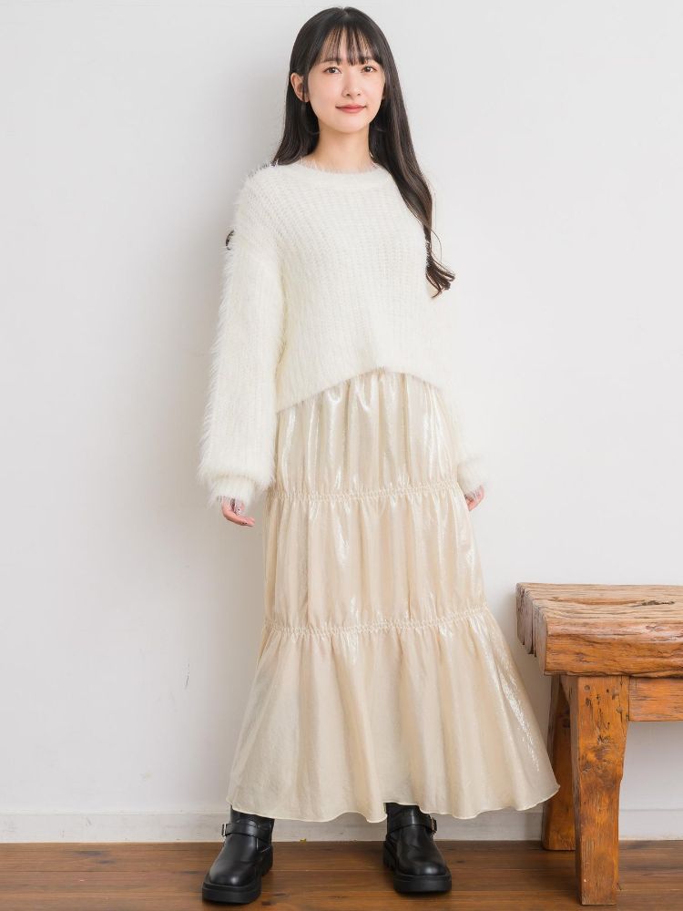 レトロガール RETRO GIRL メタリックティアードSK （BLK1） BLK1
