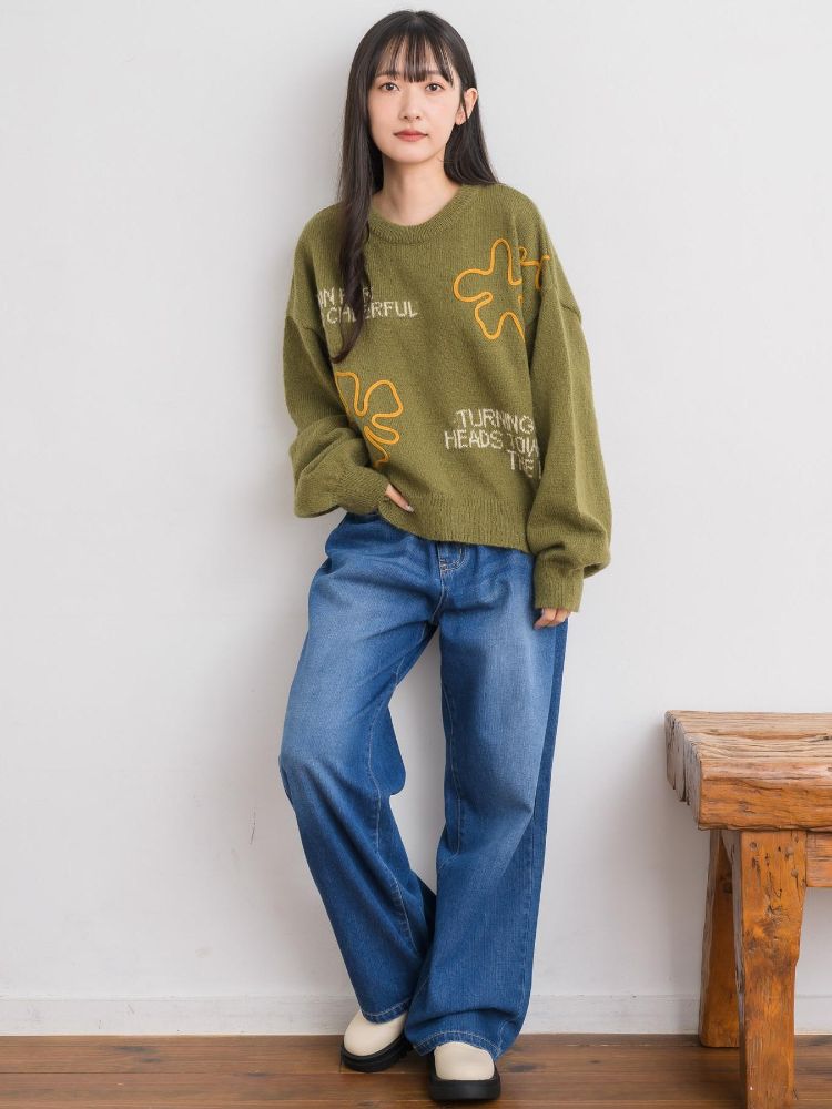 レトロガール RETRO GIRL 3D刺繍ニット （GRN2） GRN2