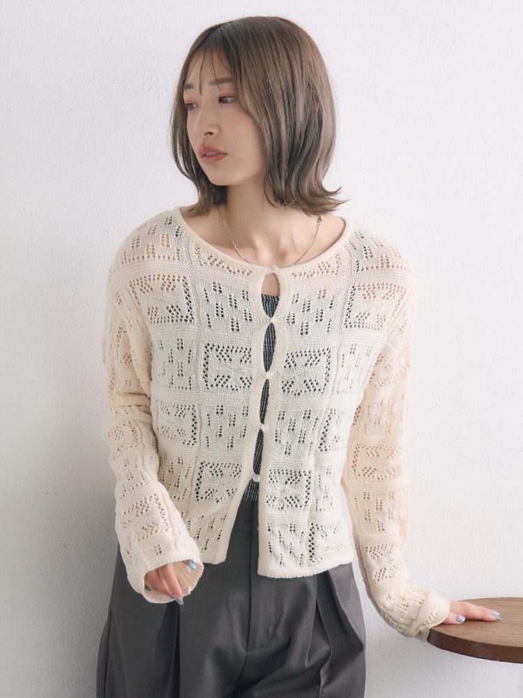 レトロガール RETRO GIRL 透かし編みカーデ （WHT2） WHT2