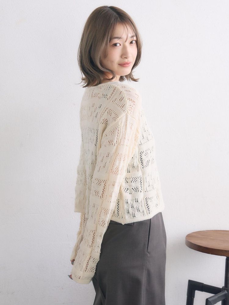 レトロガール RETRO GIRL 透かし編みカーデ （WHT2） WHT2