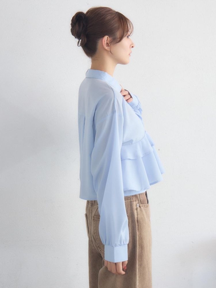 レトロガール RETRO GIRL ウエストフリルシャツ （WHT2） WHT2