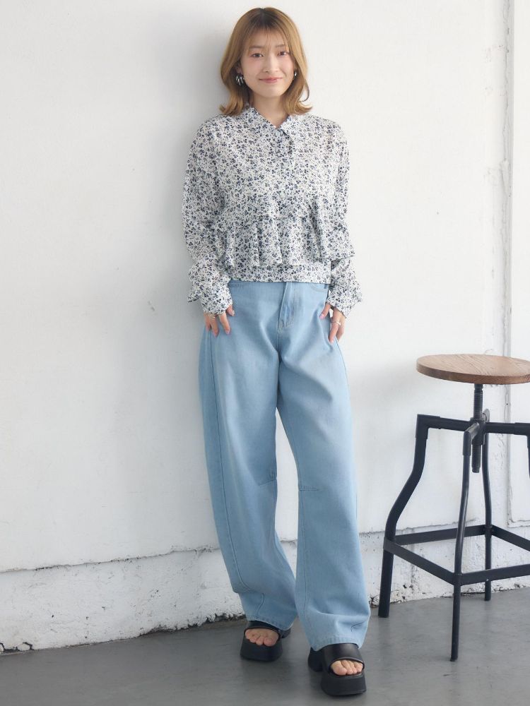 レトロガール RETRO GIRL ウエストフリルシャツ （WHT2） WHT2