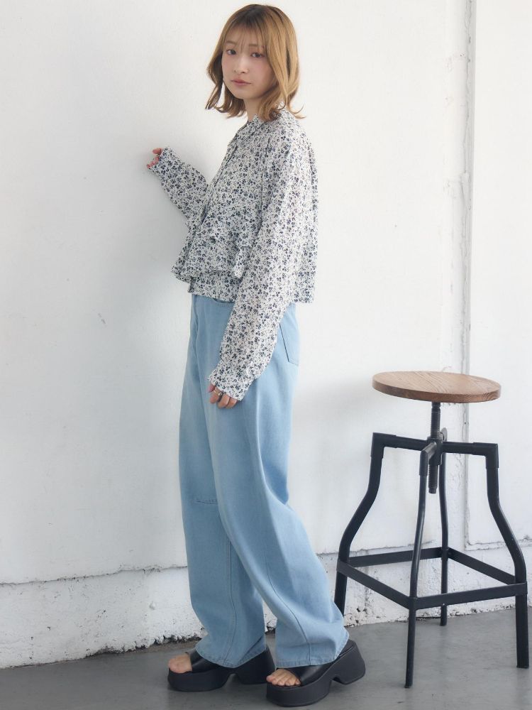レトロガール RETRO GIRL ウエストフリルシャツ （WHT2） WHT2