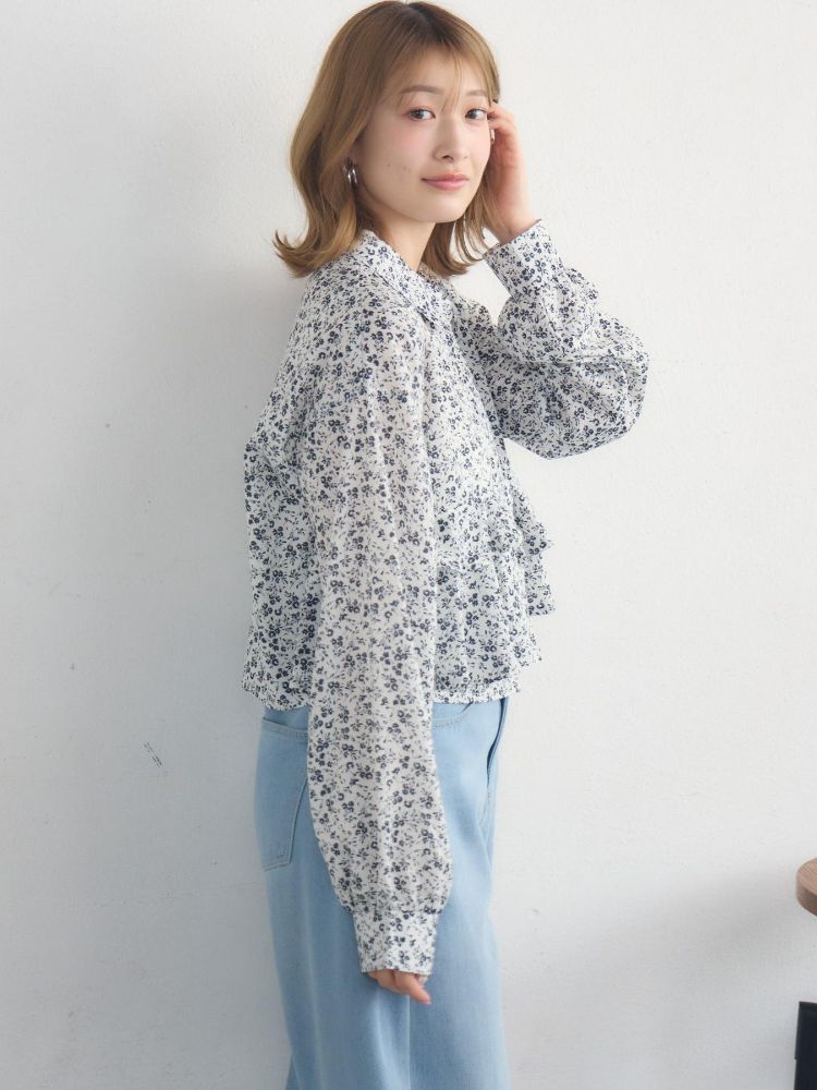 レトロガール RETRO GIRL ウエストフリルシャツ （WHT2） WHT2