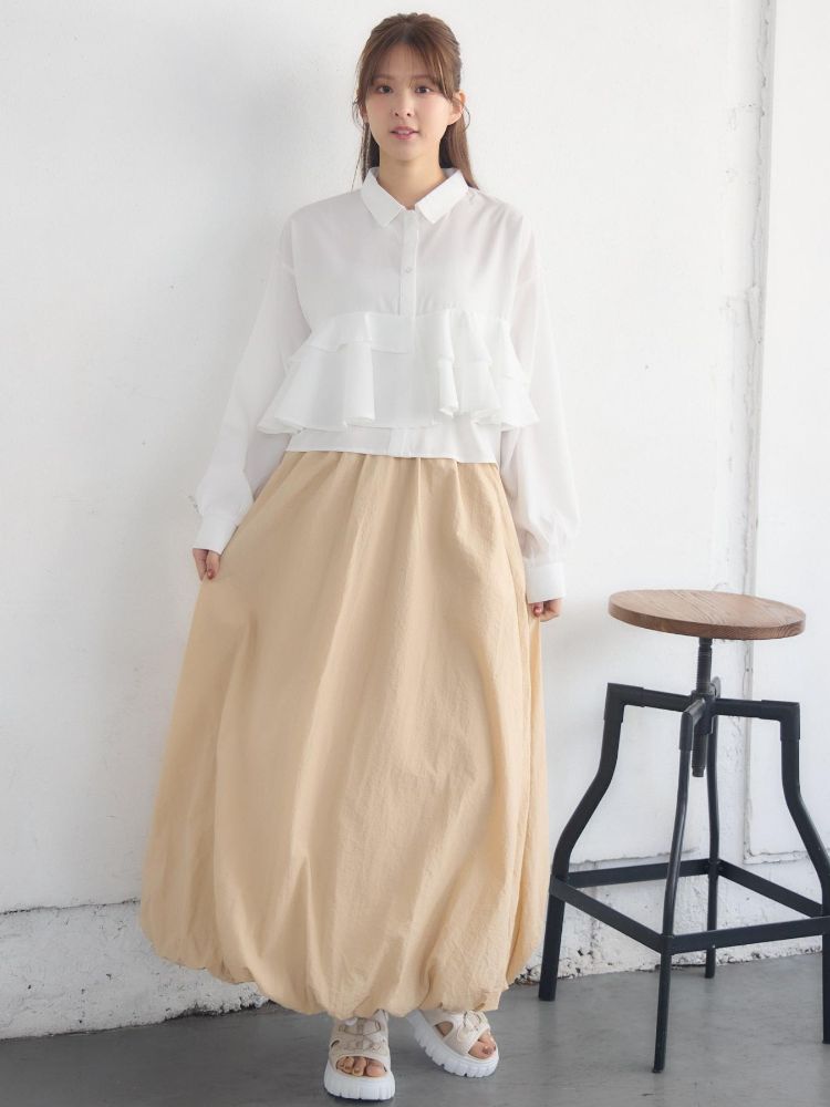 レトロガール RETRO GIRL ウエストフリルシャツ （WHT2） WHT2