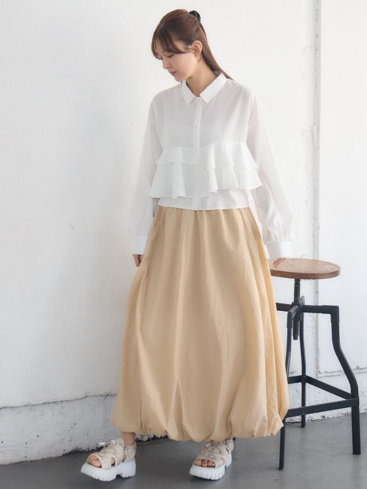 レトロガール RETRO GIRL ウエストフリルシャツ （WHT2） WHT2