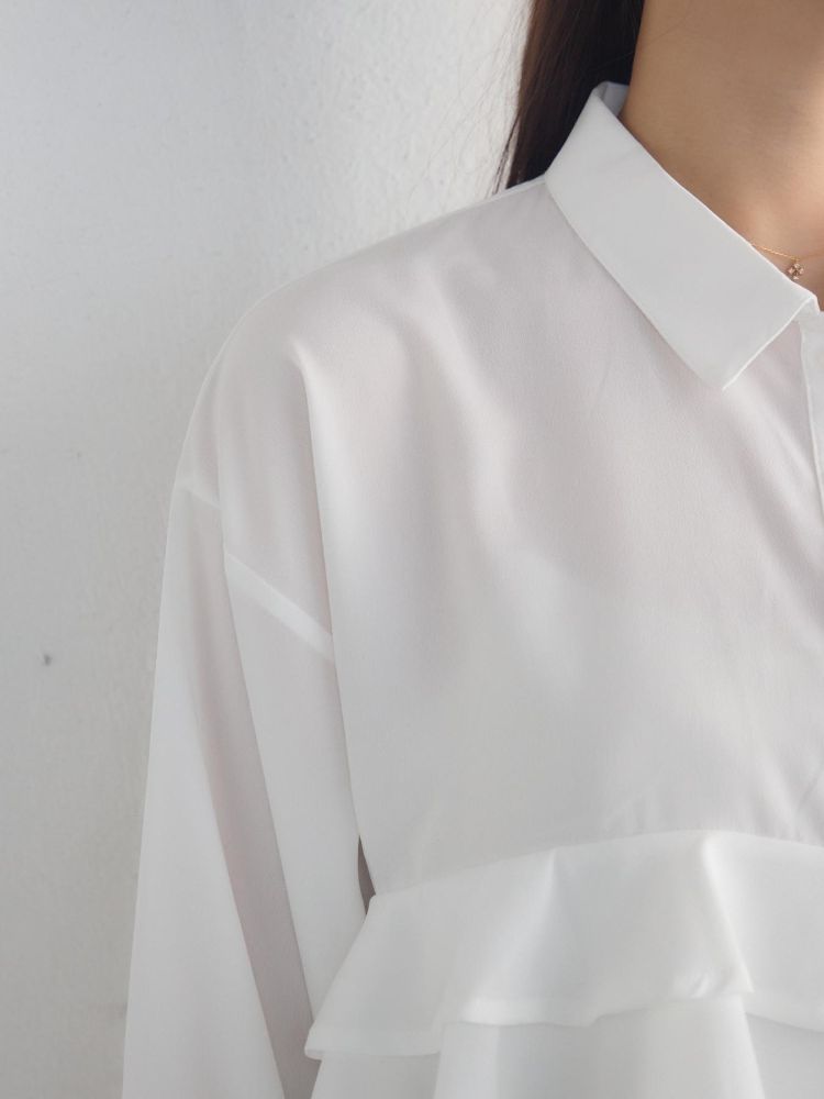レトロガール RETRO GIRL ウエストフリルシャツ （WHT2） WHT2