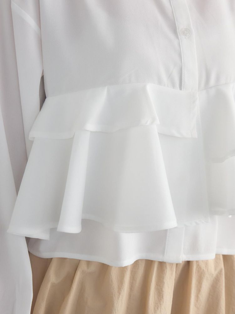 レトロガール RETRO GIRL ウエストフリルシャツ （WHT2） WHT2