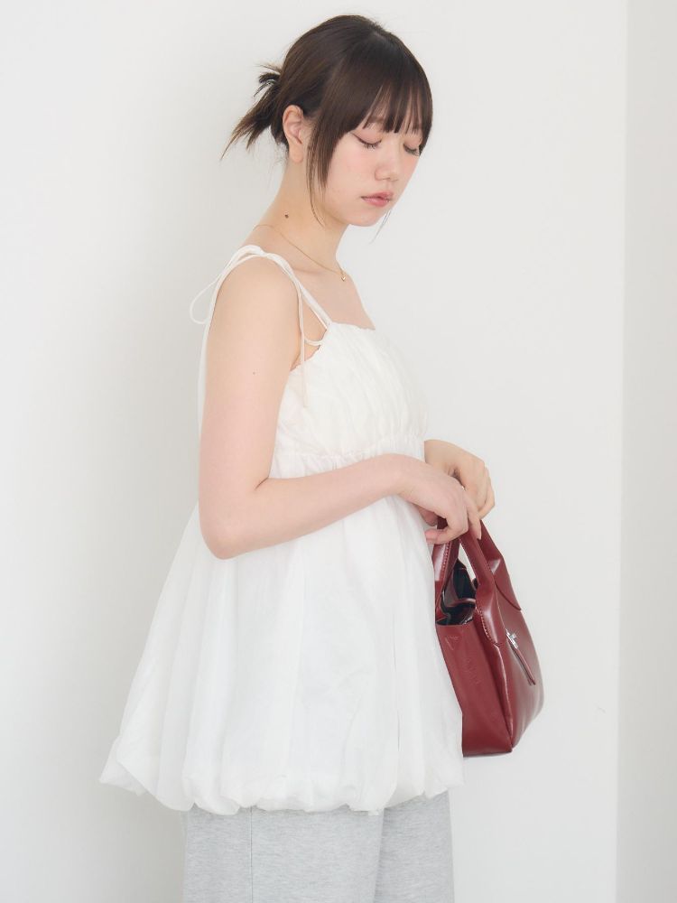 レトロガール RETRO GIRL 肩リボンバルーンミニOP （P/WHT） P/WHT
